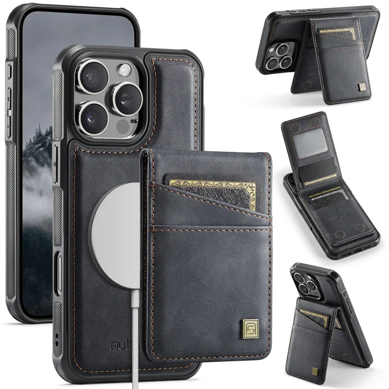 Magsafe Card Holder Bag Flip Leather Case For iPhone