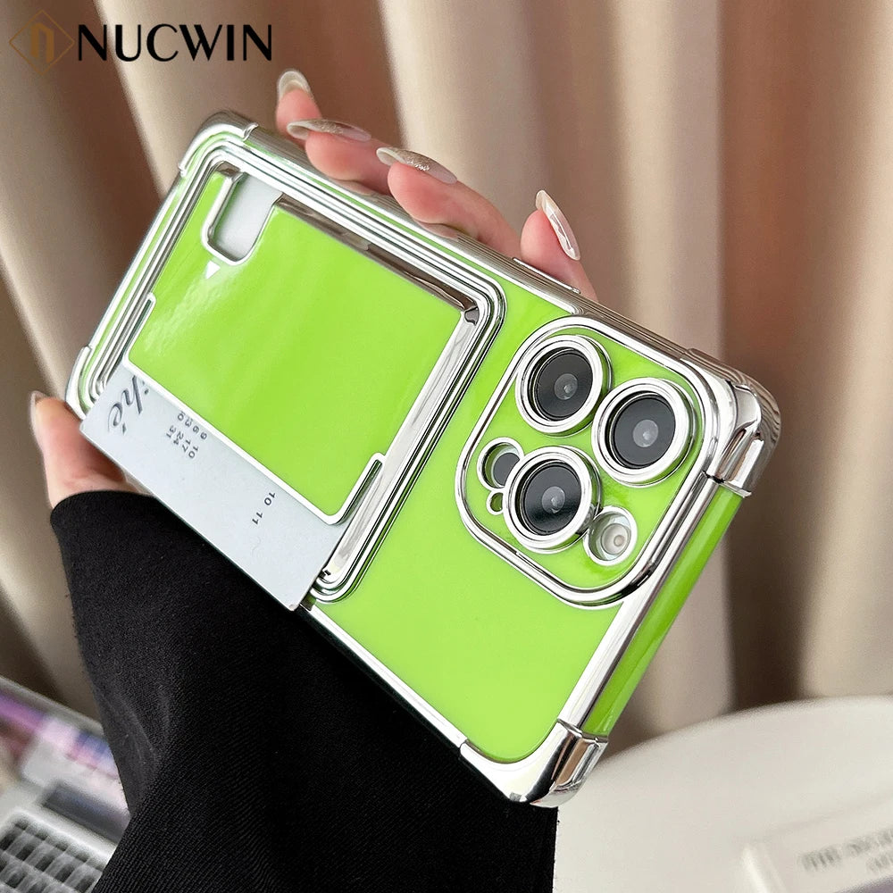 Solid color electroplated card insertion phone case for iPhone