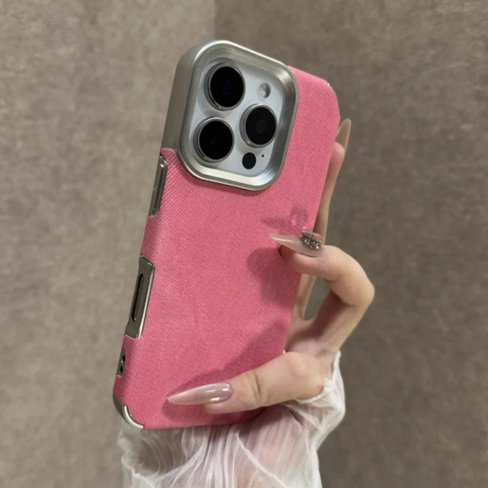 Luxury Jeans Fabric Soft Plating Case for iPhone