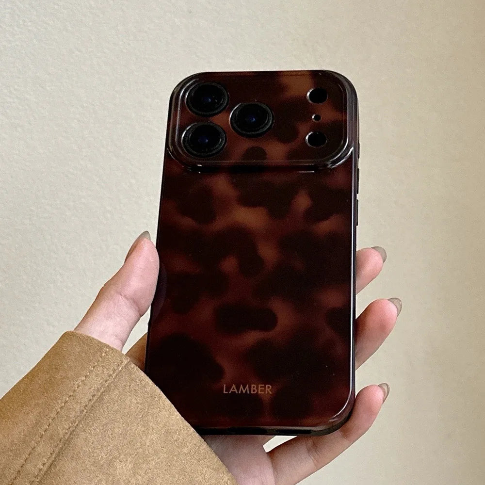 Amber Retro Leopard Print Phone Case For iPhone