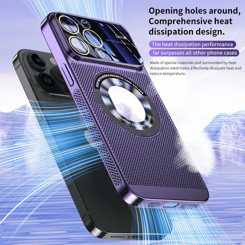 Electroplated cooling magnetic phone case suitable for iPhone