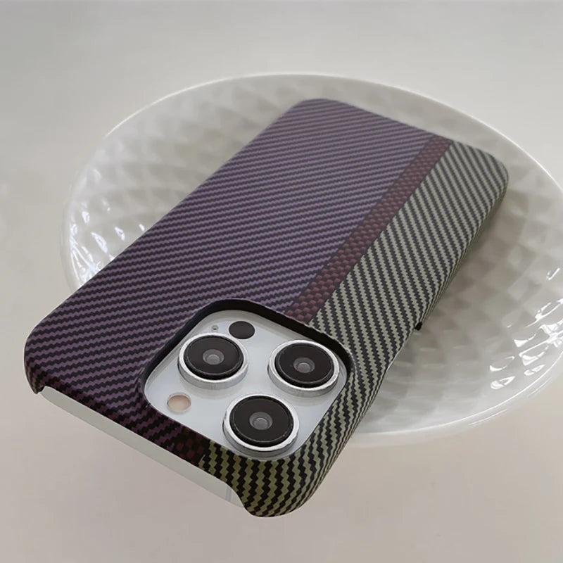 Luxury carbon fiber patterned frameless phone case for iPhone