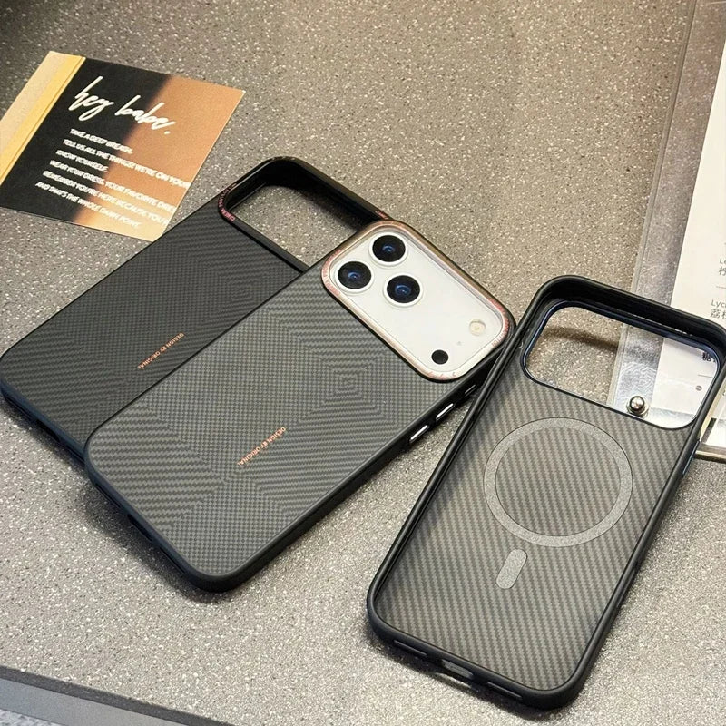 Carbon Fiber Texture Silicone Case for iPhone Alloy Lens Protective