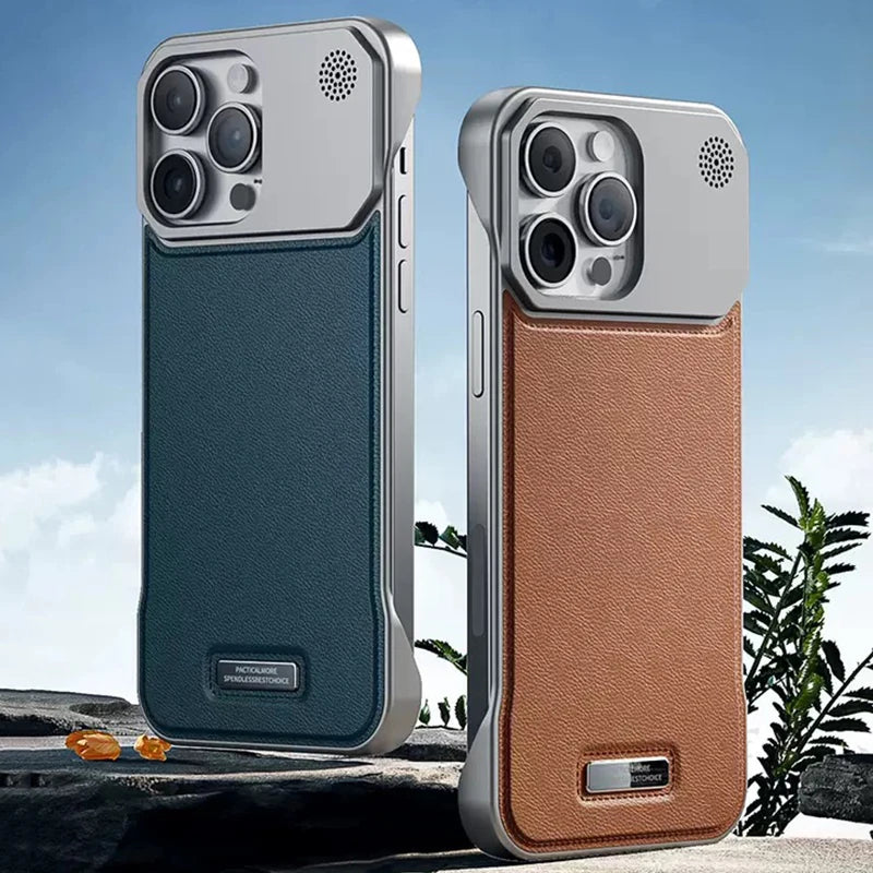 For Magsafe Leather Alloy Frameless Case For iPhone