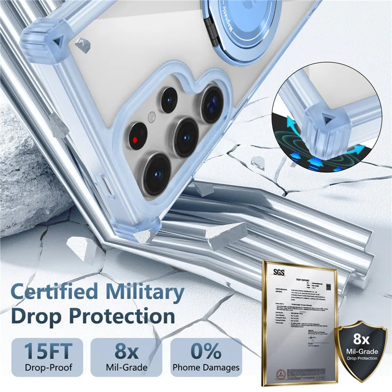 Four-Corner Anti-Collision Magnetic Stand Phone Case For Samsung Galaxy