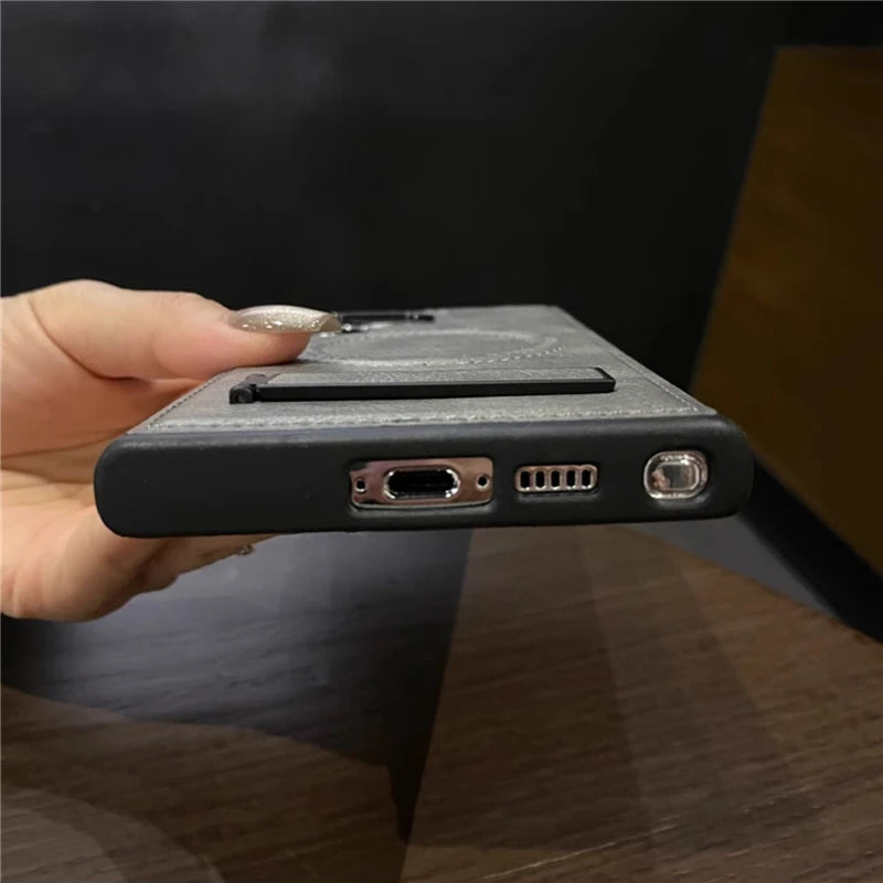 Luxury leather magnetic folding stand phone case suitable for Samsung