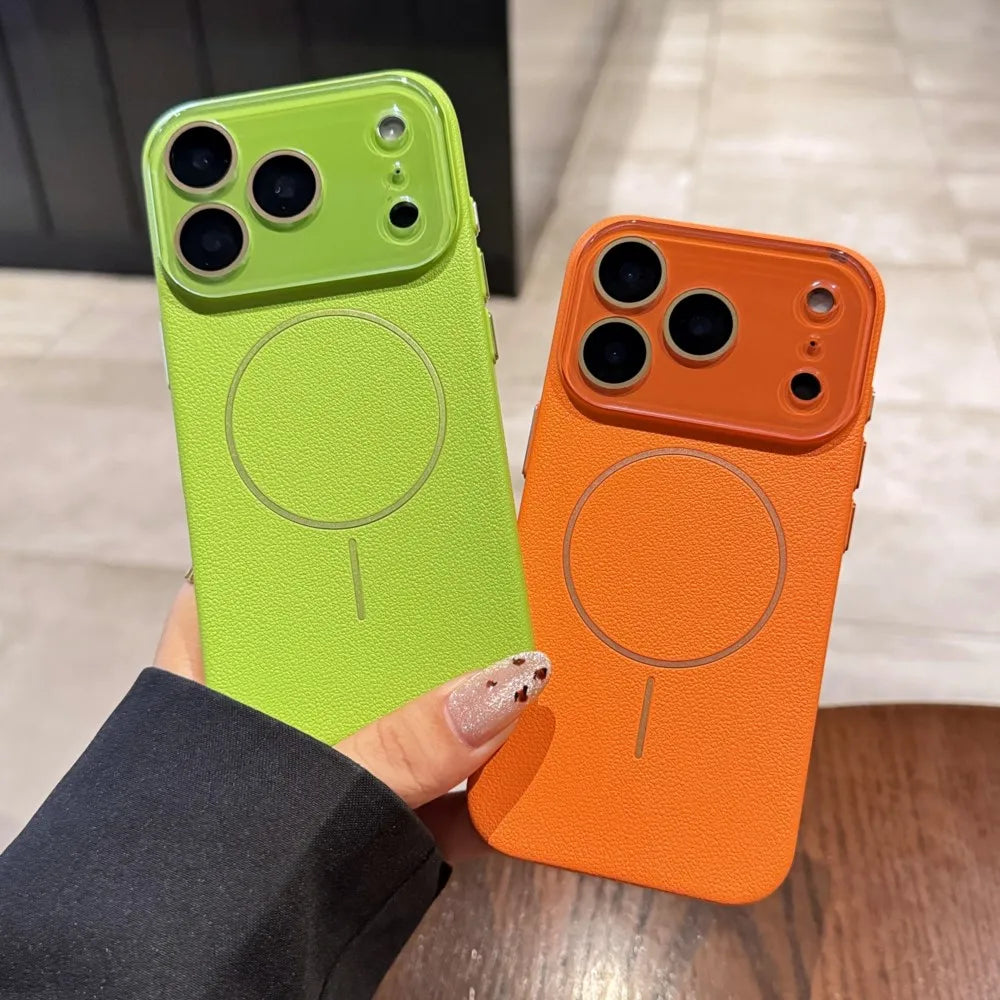 Lens-covering Vegan Leather Phone Case for iPhone