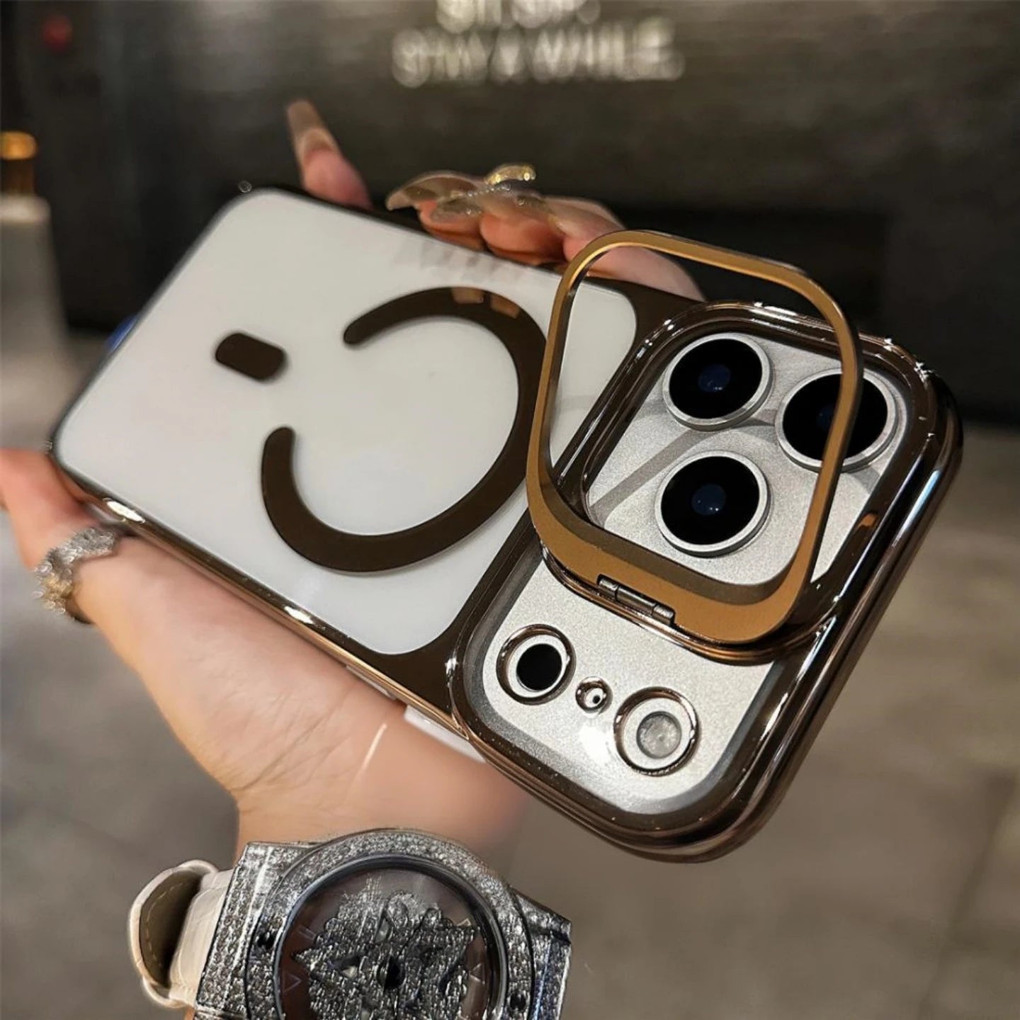 Magnetic Borderless Case with Built-in Lens Holder For iPhone