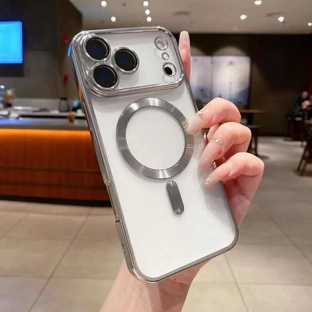 Camera Protection Clear Luxury Plating Cover Soft TPU Drop Protective With Magnetic Phone Case For iPhone