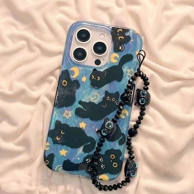 Cute Star Moon Cat Phone Case for iPhone