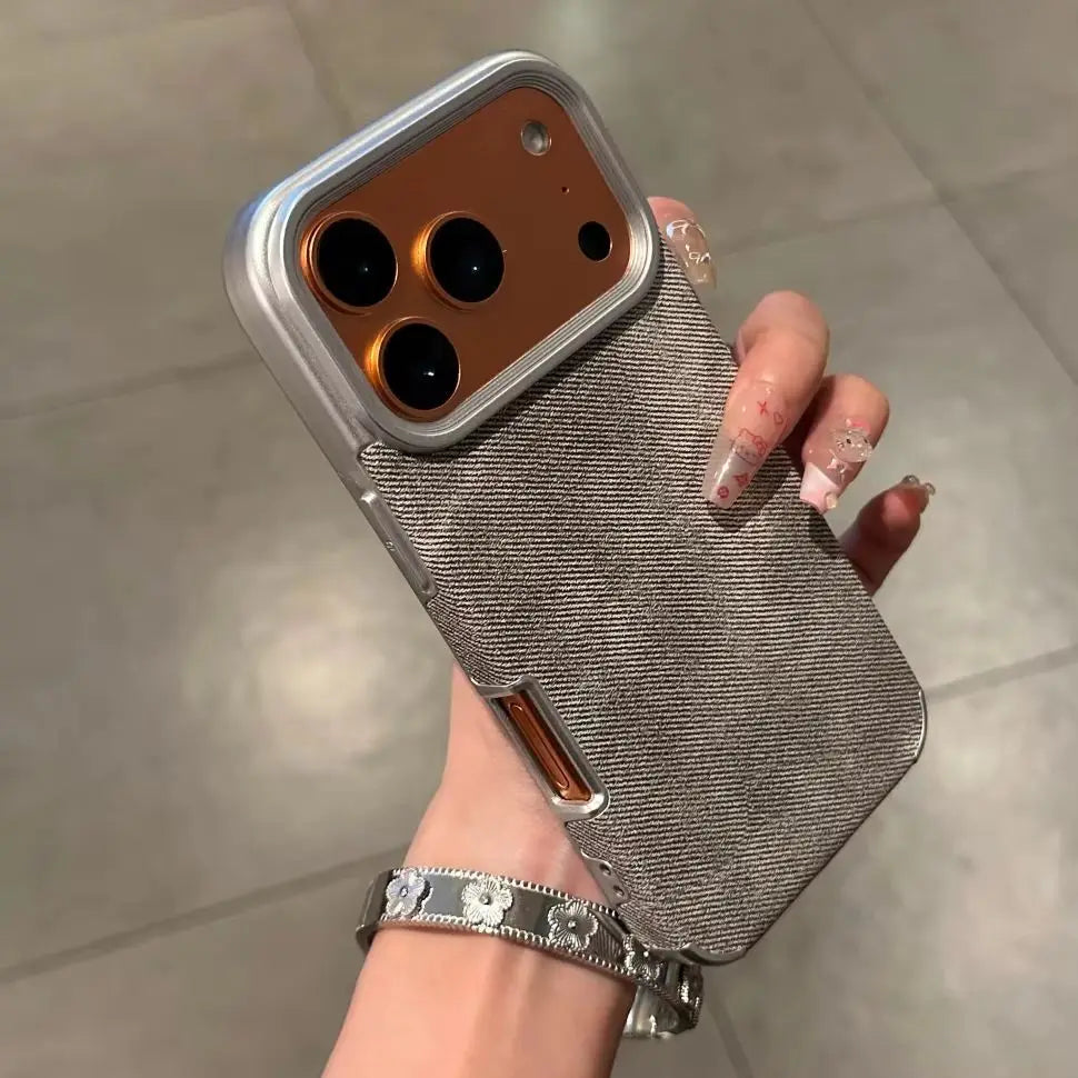 Luxury Jeans Fabric Soft Plating Case for iPhone