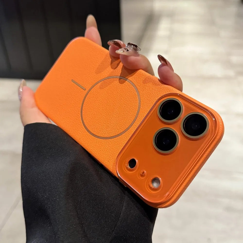 Lens-covering Vegan Leather Phone Case for iPhone