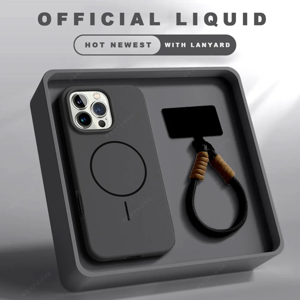 Silicone solid color lanyard phone case for iPhone