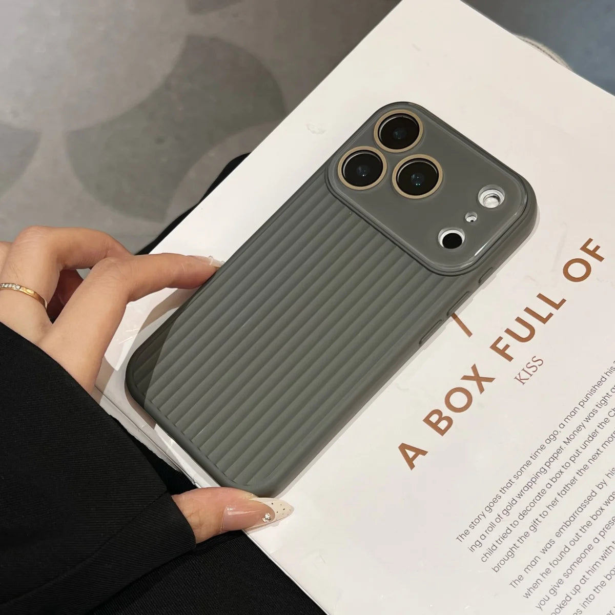 Luxury Stripes Corrugated Large Window Phone Case For iPhone