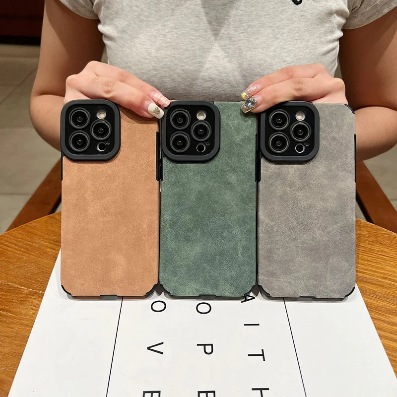Matte leather silicone phone case suitable for iPhone