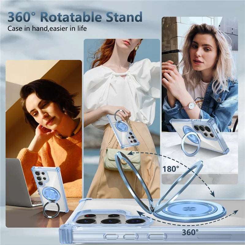 Four-Corner Anti-Collision Magnetic Stand Phone Case For Samsung Galaxy