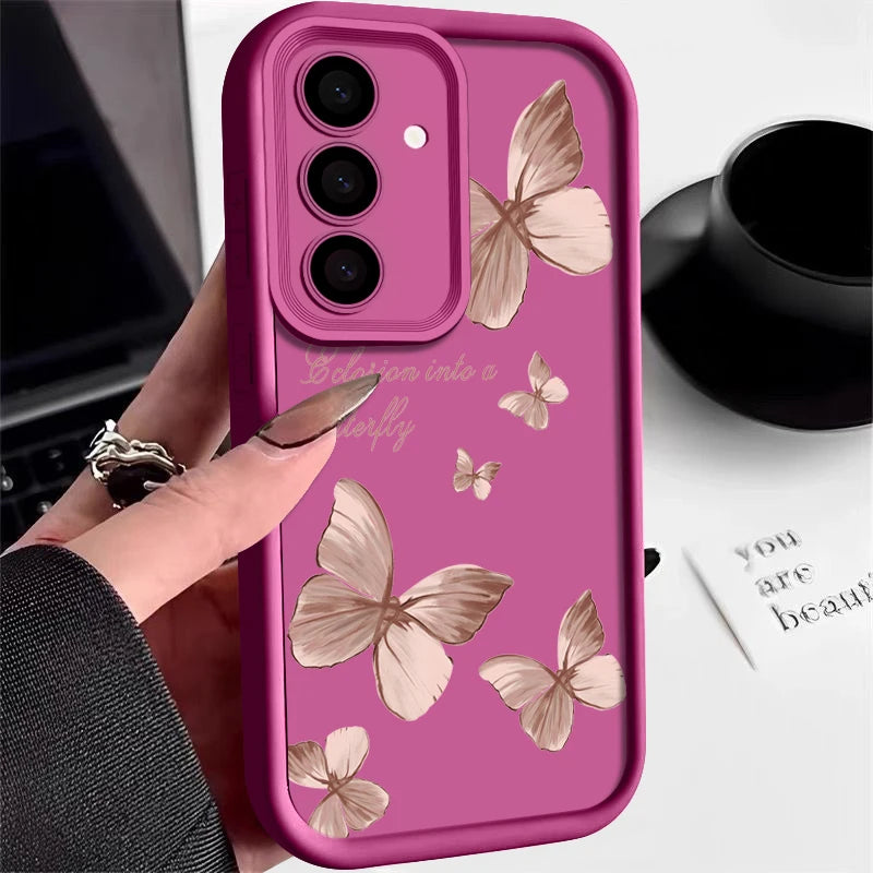Gold Butterfly Soft TPU Case For Samsung Galaxy
