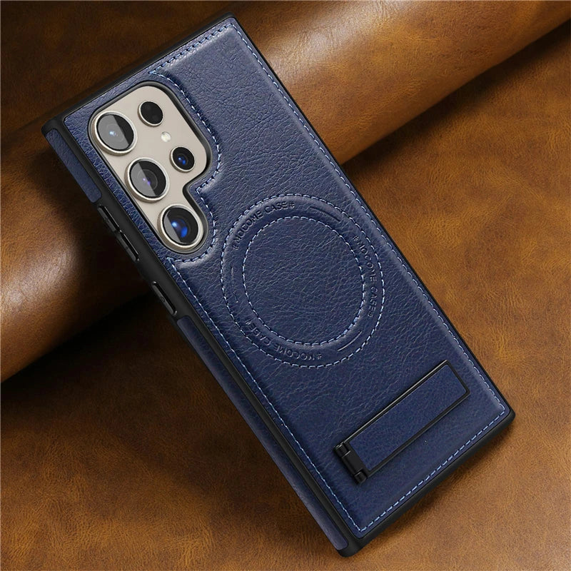 Luxury leather magnetic folding stand phone case suitable for Samsung