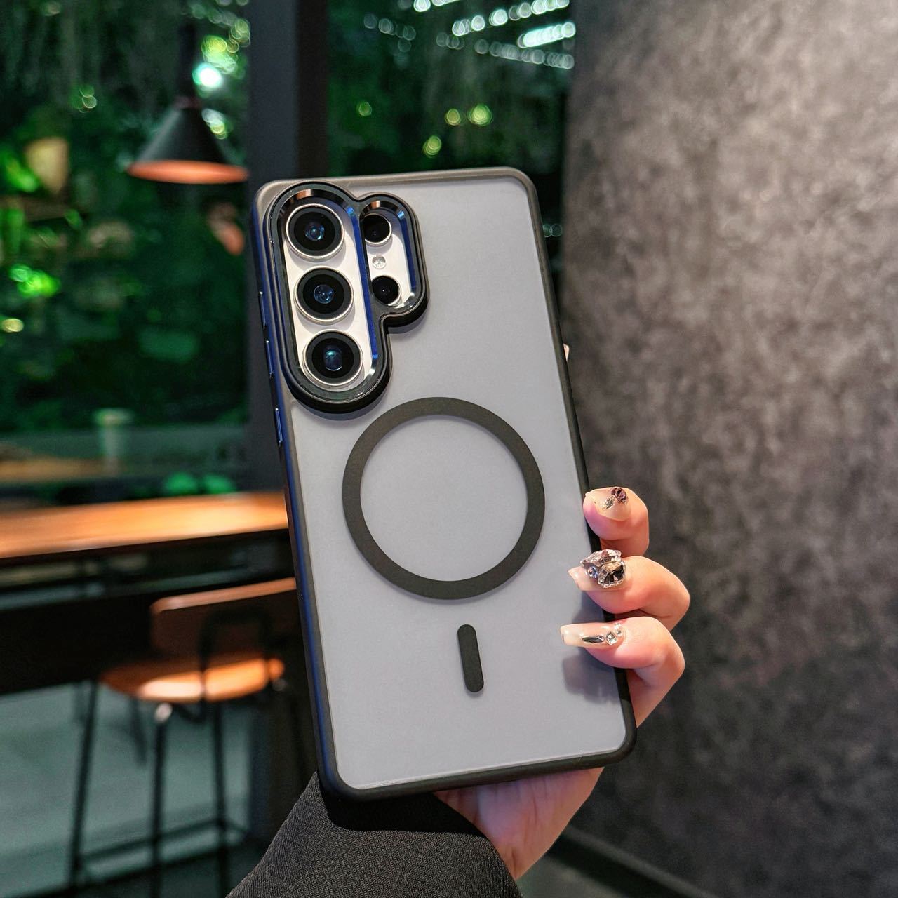 Magnetic Protective Case with High-Gloss Metal Lens Frame for Samsung