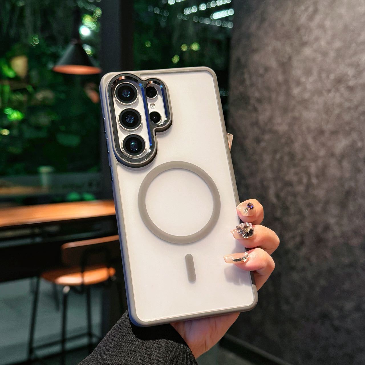 Magnetic Protective Case with High-Gloss Metal Lens Frame for Samsung