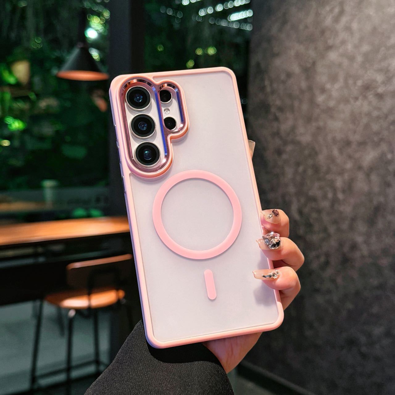 Magnetic Protective Case with High-Gloss Metal Lens Frame for Samsung