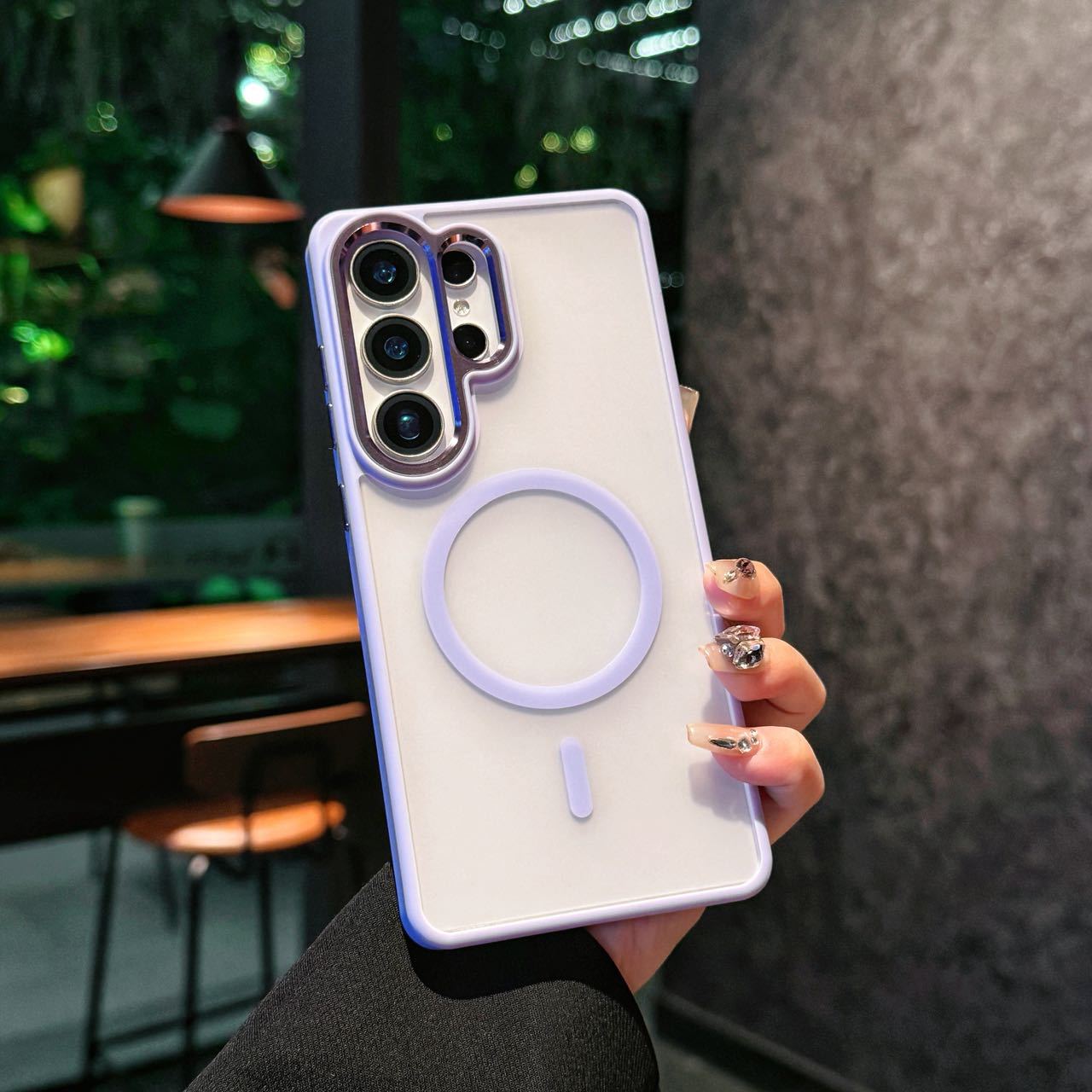 Magnetic Protective Case with High-Gloss Metal Lens Frame for Samsung