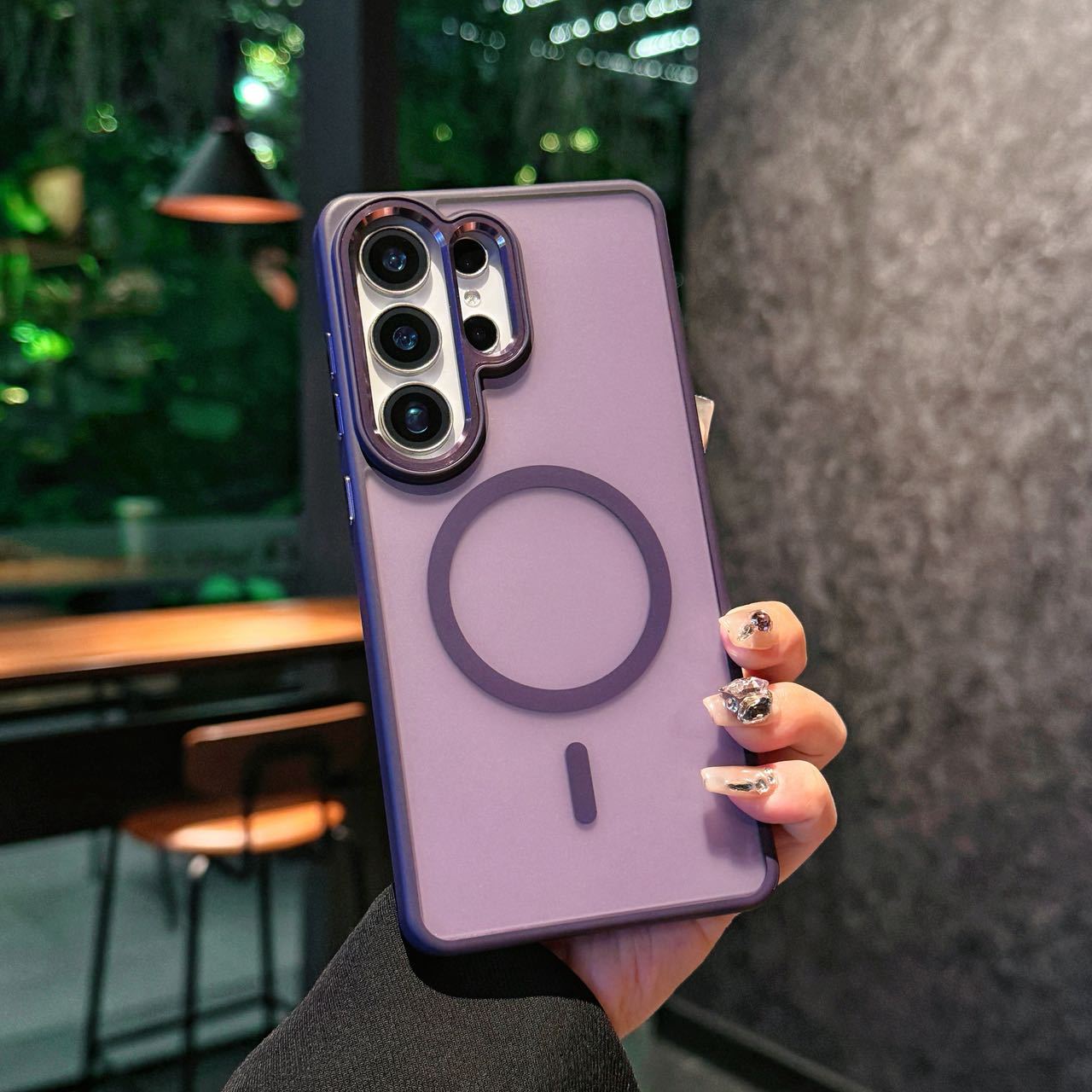 Magnetic Protective Case with High-Gloss Metal Lens Frame for Samsung