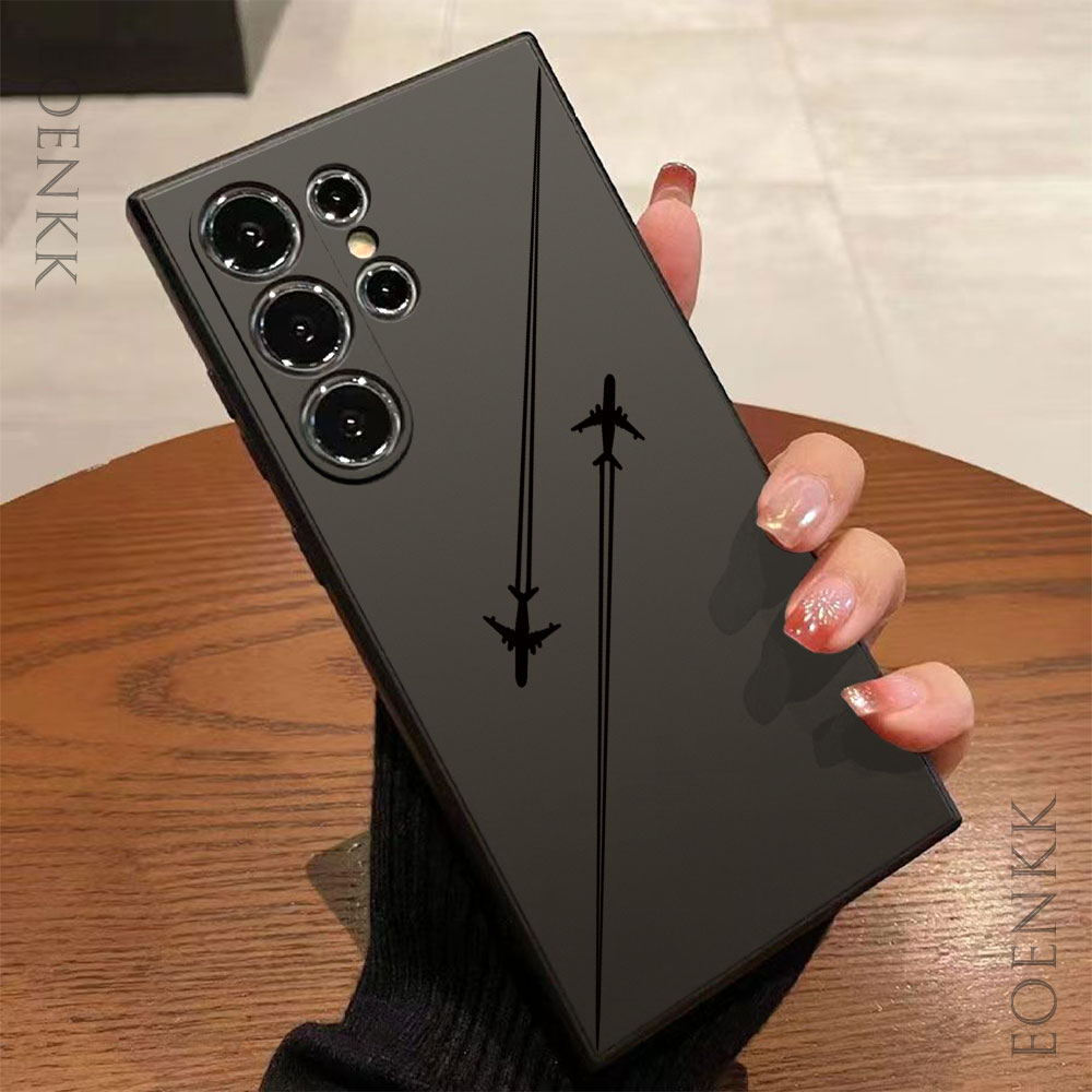Silicone phone case with airplane route pattern for Samsung
