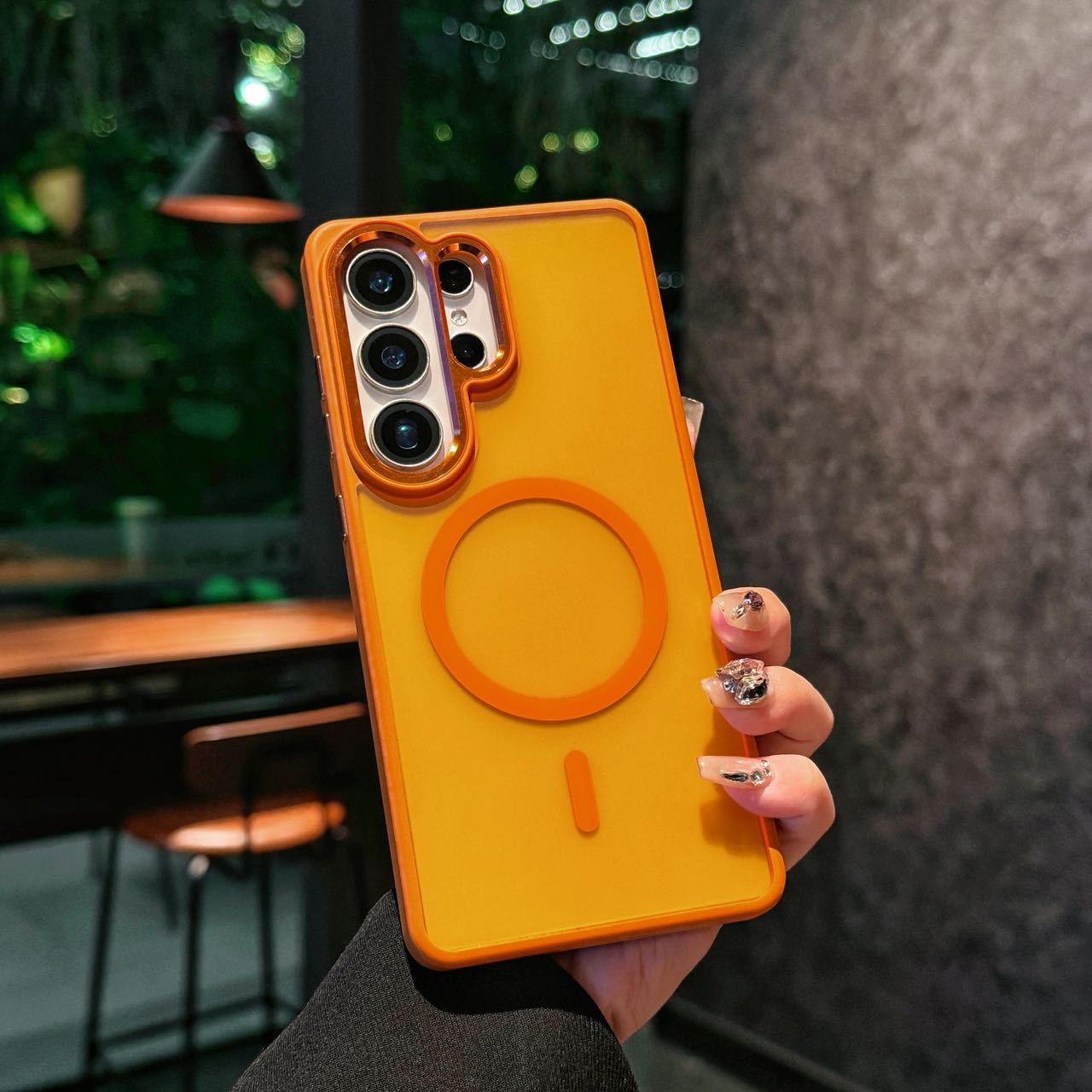 Magnetic Protective Case with High-Gloss Metal Lens Frame for Samsung