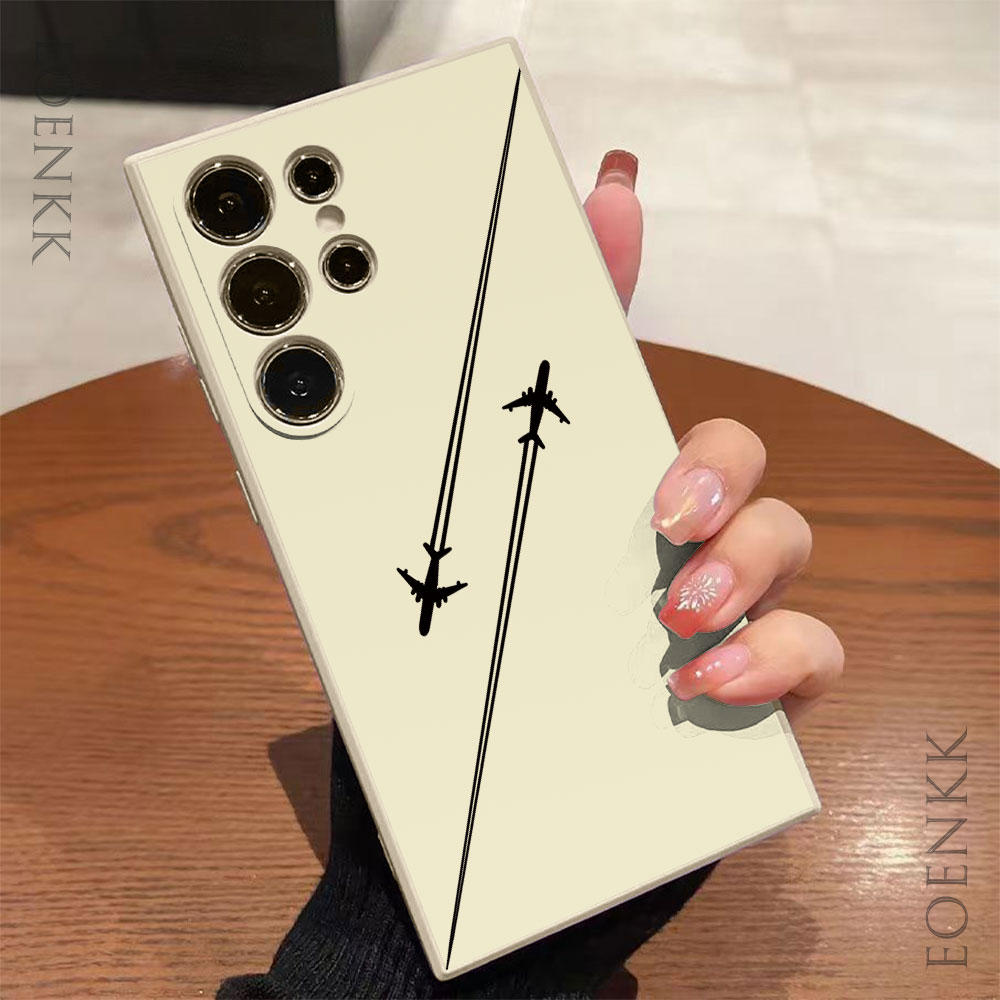 Silicone phone case with airplane route pattern for Samsung