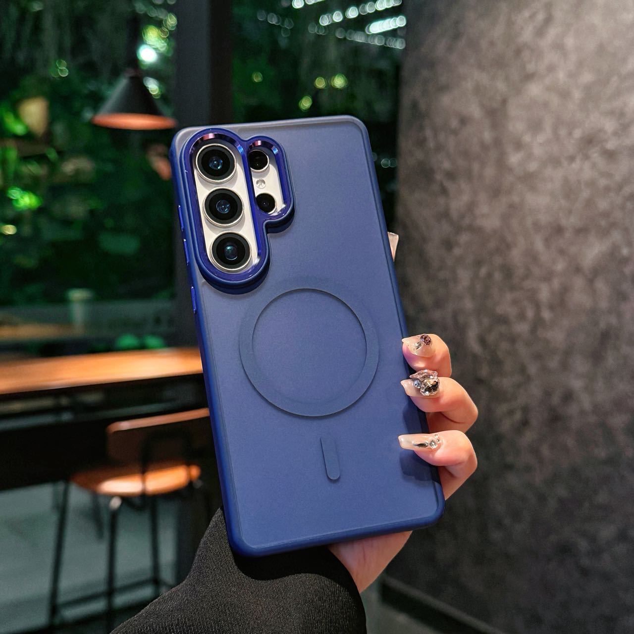 Magnetic Protective Case with High-Gloss Metal Lens Frame for Samsung