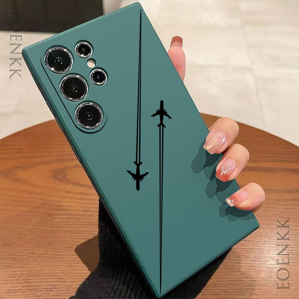 Silicone phone case with airplane route pattern for Samsung