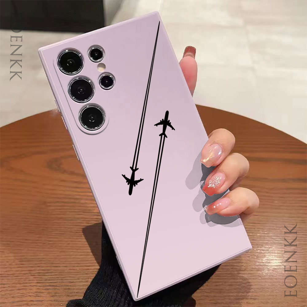 Silicone phone case with airplane route pattern for Samsung