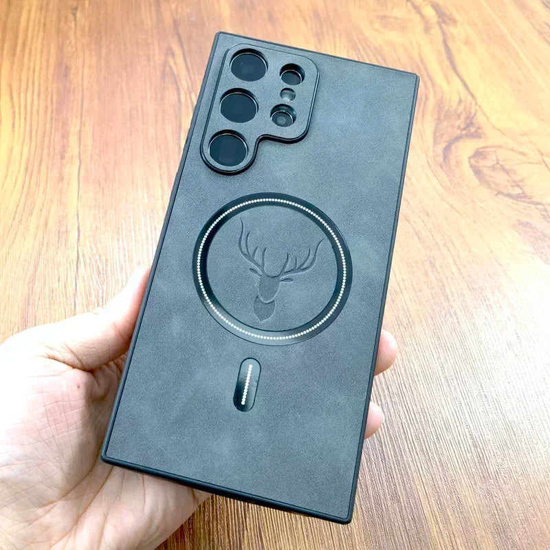 Retro PU phone case with wireless charging suitable for Samsung