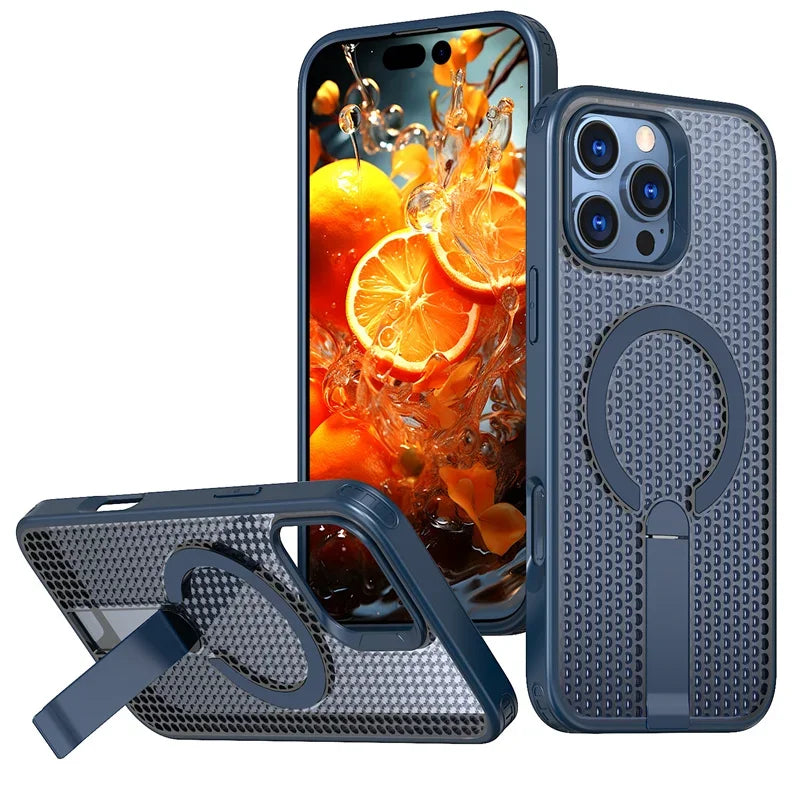 Heat Dissipation Magnetic Wireless Charge Bracket Case For IPhone