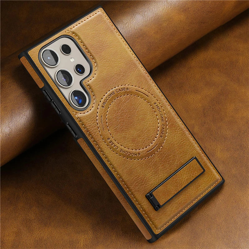 Luxury leather magnetic folding stand phone case suitable for Samsung