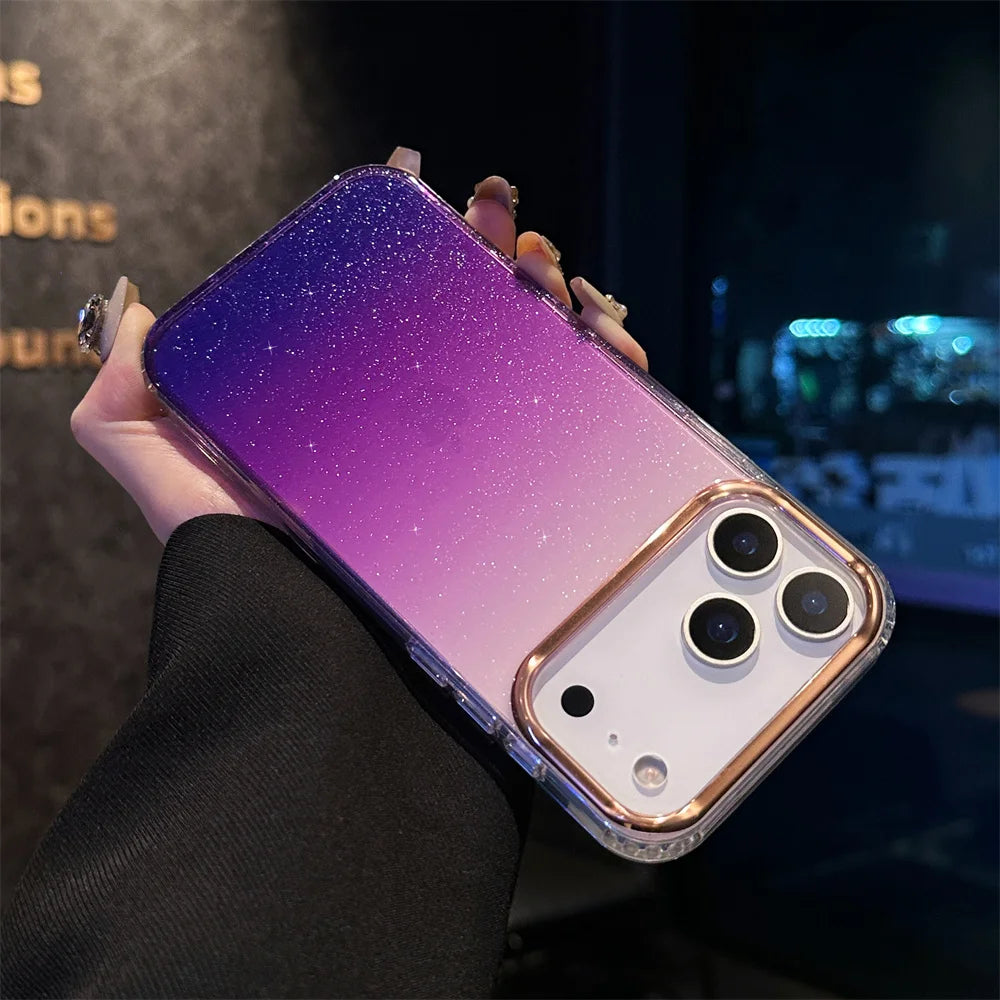 Bling Glitter Gradient Color Clear Case For iPhone