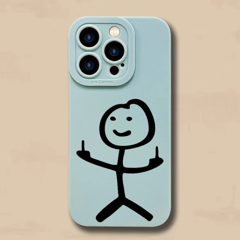 Cartoon Matchman Matte Silicone Case For iPhone