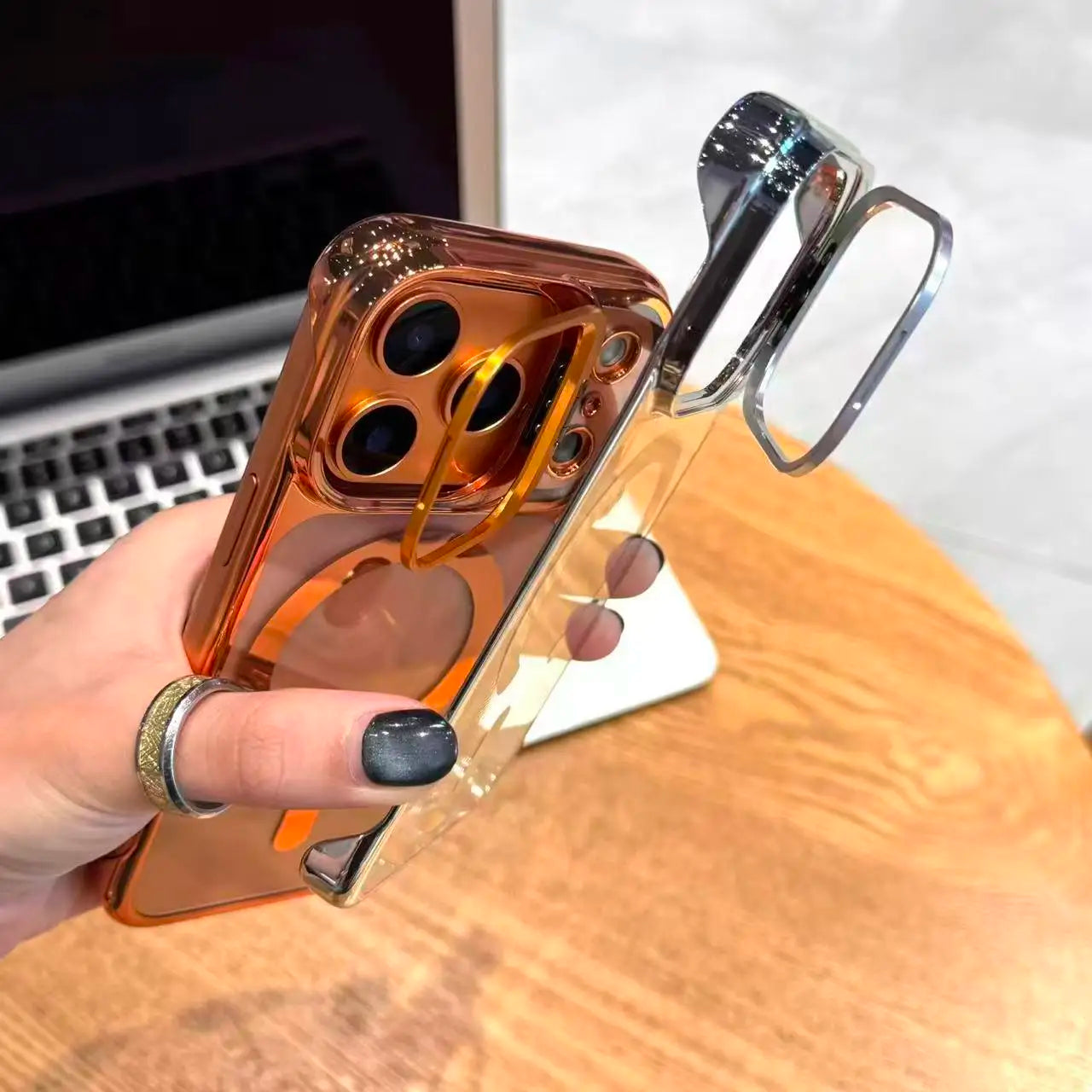 Magnetic Borderless Case with Built-in Lens Holder For iPhone