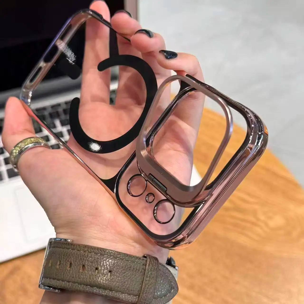 Magnetic Borderless Case with Built-in Lens Holder For iPhone