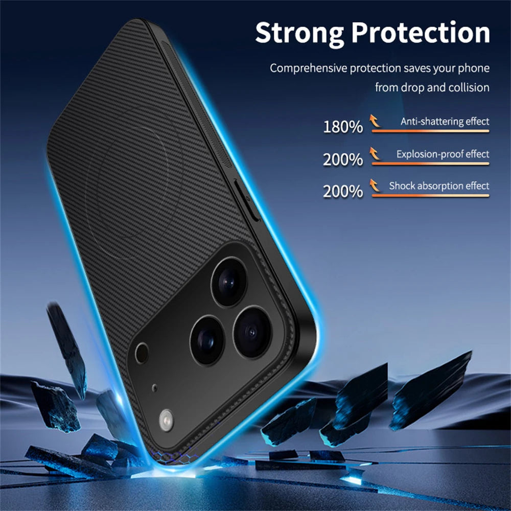 Ultra Thin Carbon Fbier Magnetic Leather Case for iPhone
