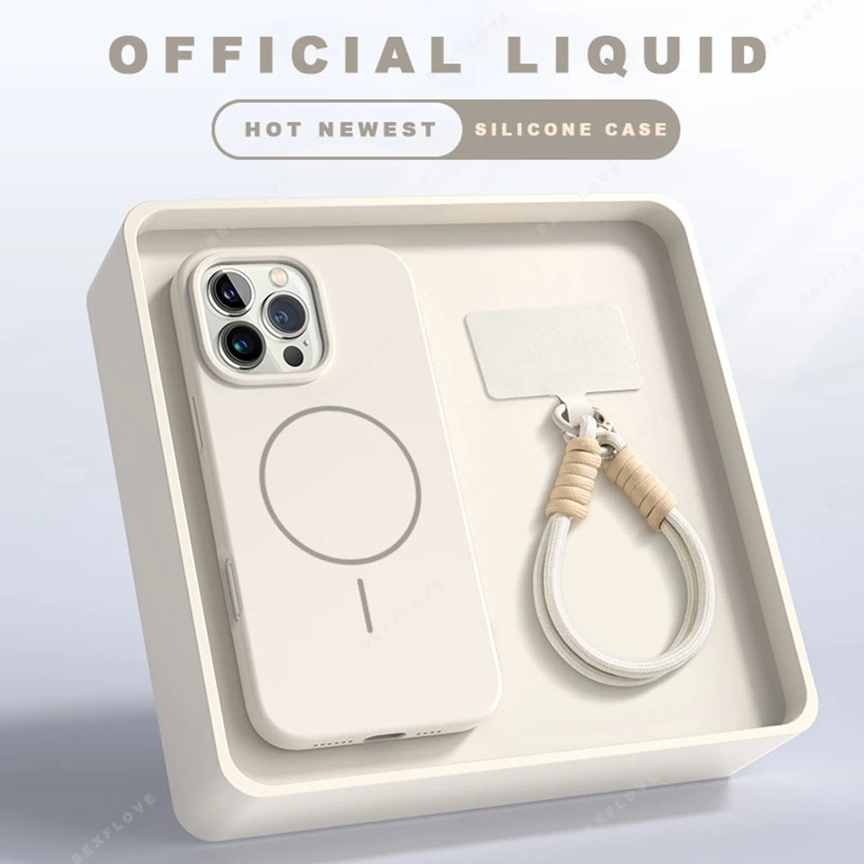 Silicone Lanyard Strap Magnetic Phone Case For iPhone