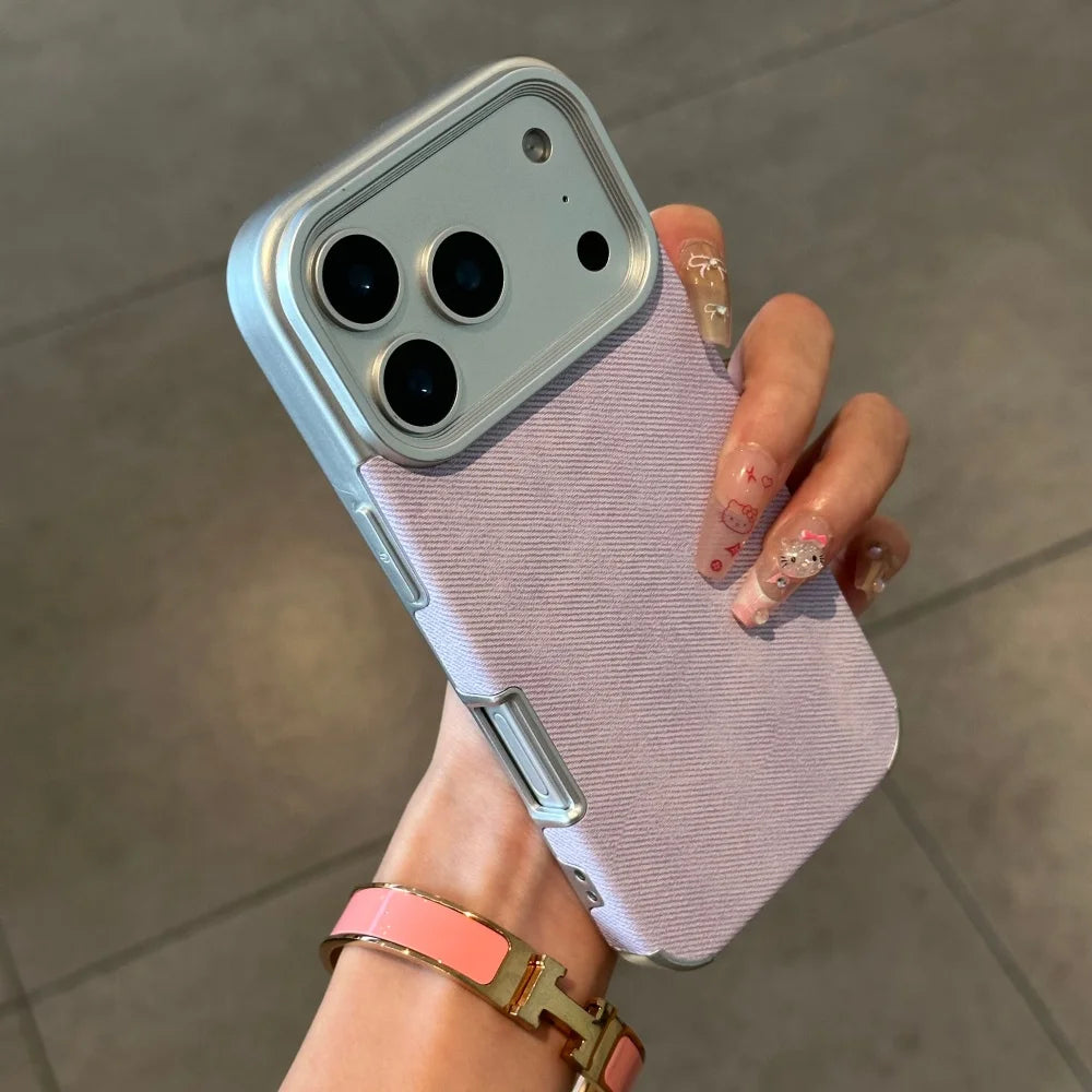 Luxury Jeans Fabric Soft Plating Case for iPhone