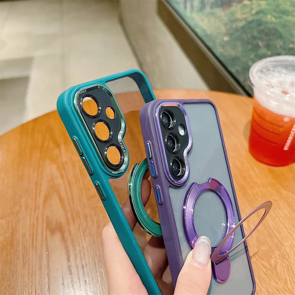 Luxury metal magnetic bracket phone case for Samsung