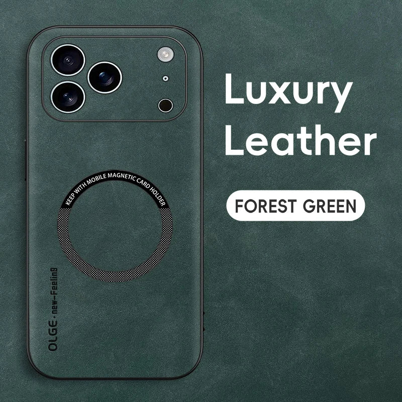 Luxury Leather Magnetic Phone Case For iPhone For Magsafe