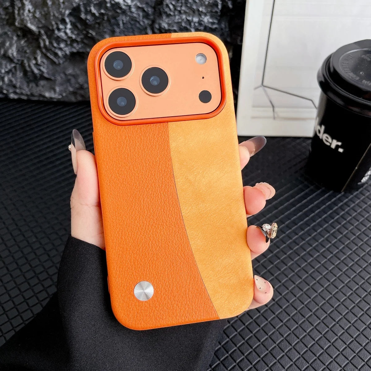 Business Splice Lychee Pattern Leather Fabric Case For iPhone