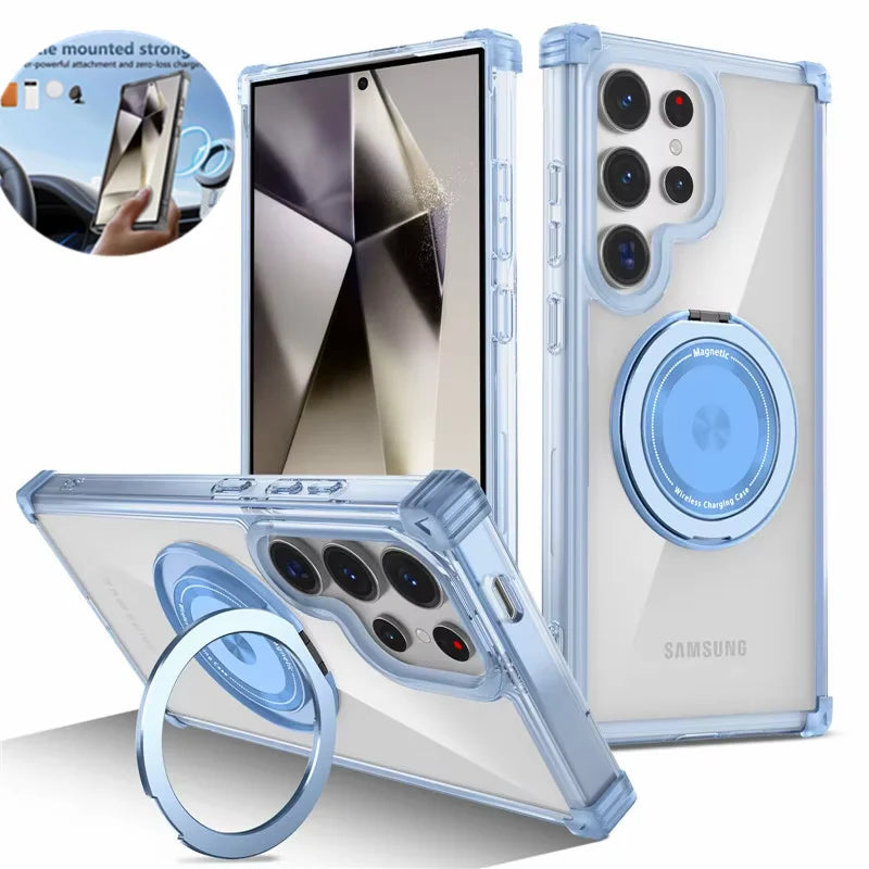 Four-Corner Anti-Collision Magnetic Stand Phone Case For Samsung Galaxy