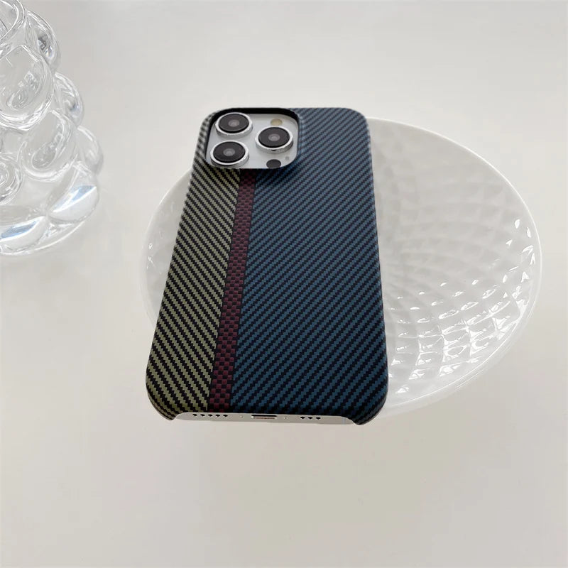 Luxury carbon fiber patterned frameless phone case for iPhone