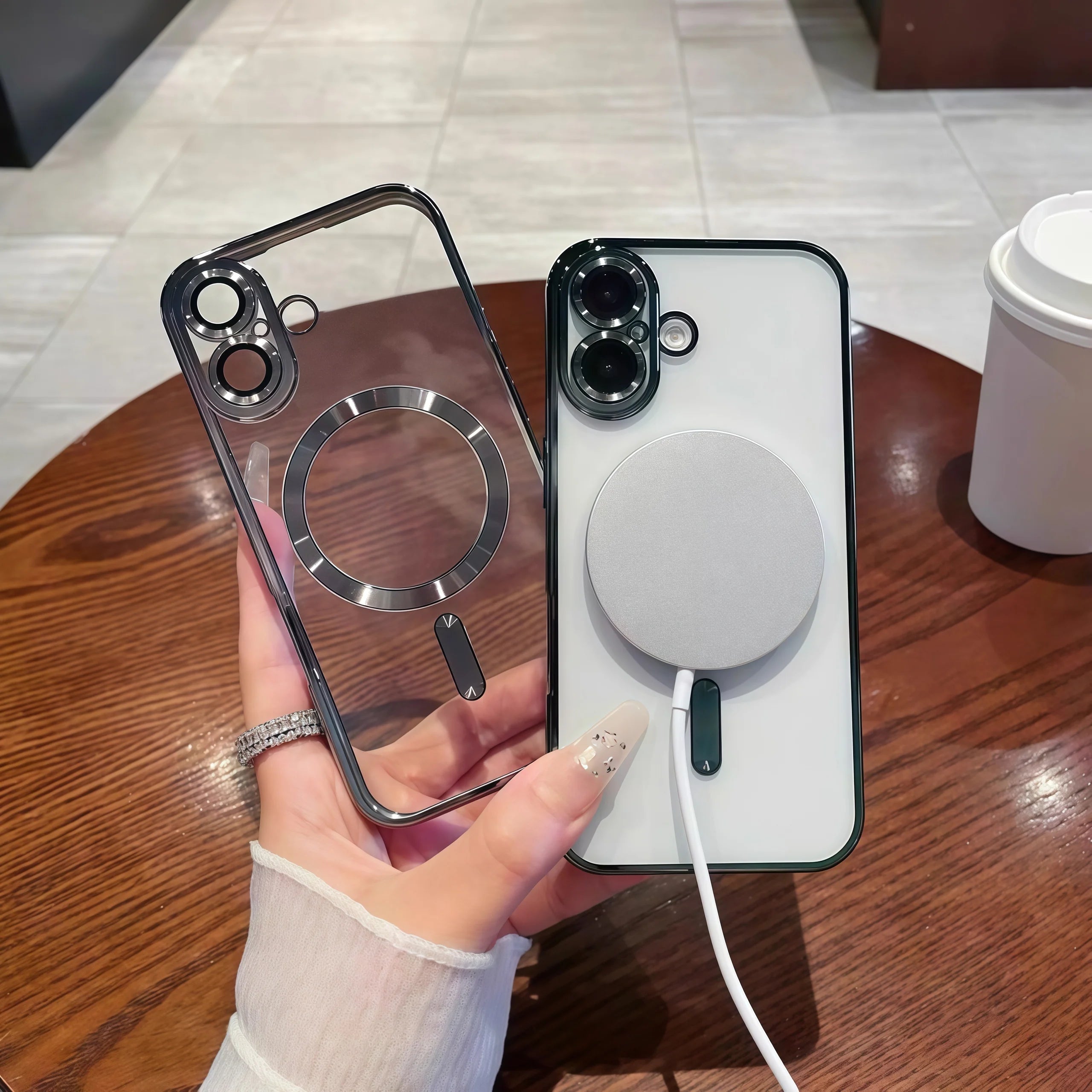Camera Protection Clear Luxury Plating Cover Soft TPU Drop Protective With Magnetic Phone Case For iPhone