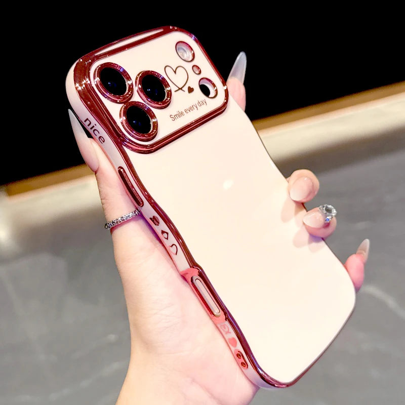 Electroplated Large Window Wave Design Protective Case For iPhone